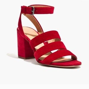 Madewell Maria red suede sandals block heel 8.5